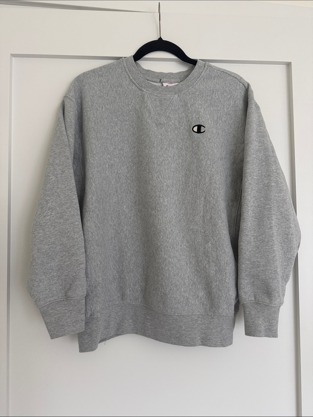 Champion Light Gray Crewneck Sweatshirt with Small Logo